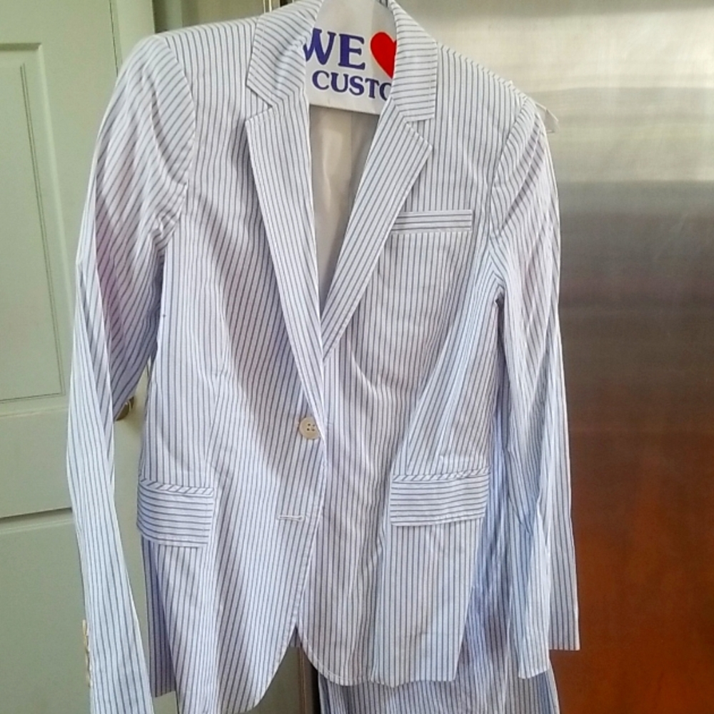 J Crew pant suit, cotton sheeting 8 jacket 6 pants
